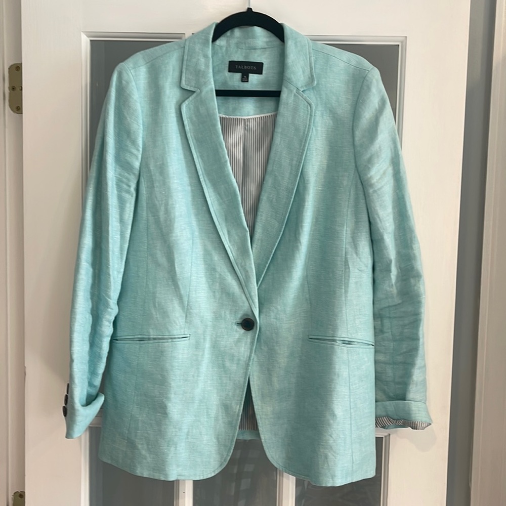 Talbots Blue Linen Blazer 16